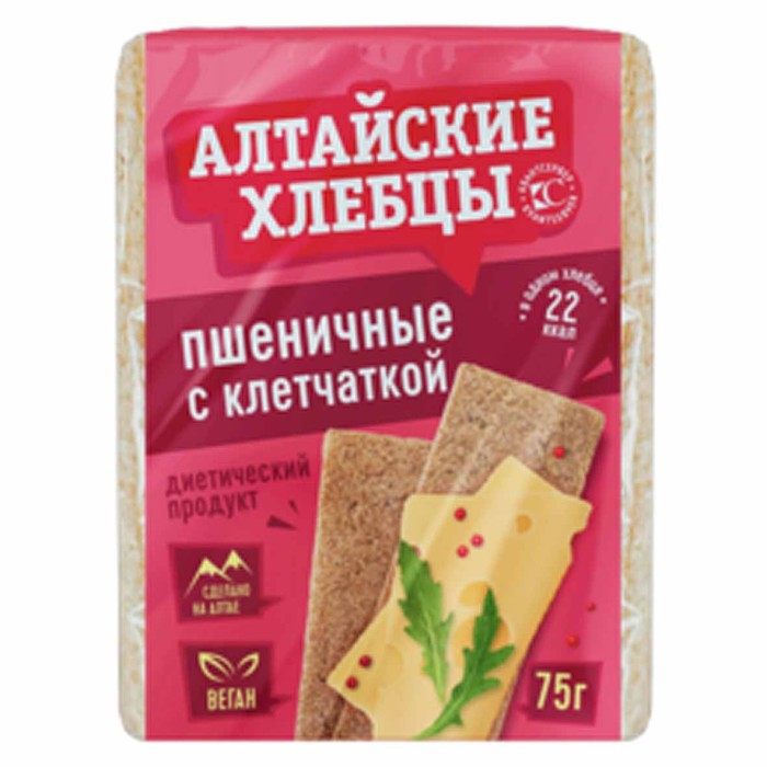 Хлебцы Алтайские пшеничные с клетчаткой 75гр м/у