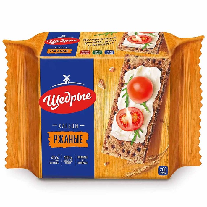 Хлебцы Щедрые ржаные 200гр м/у