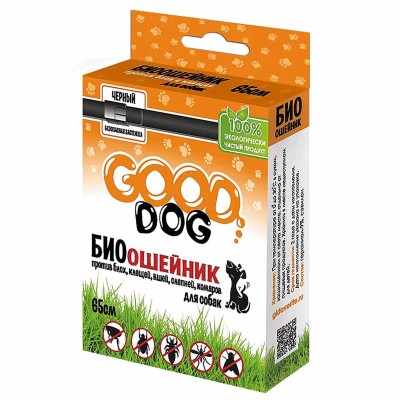 Биоошейник для кошек Good Dog черный от блох и клещей 65см арт04101
