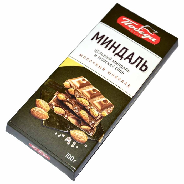 Шоколад Победа Миндаль молочный 100гр к/у