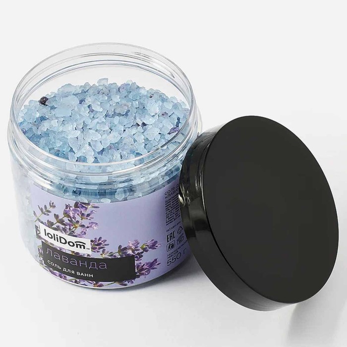 Соль для ванн Lolidom) с цветами лаванды 550гр пэт