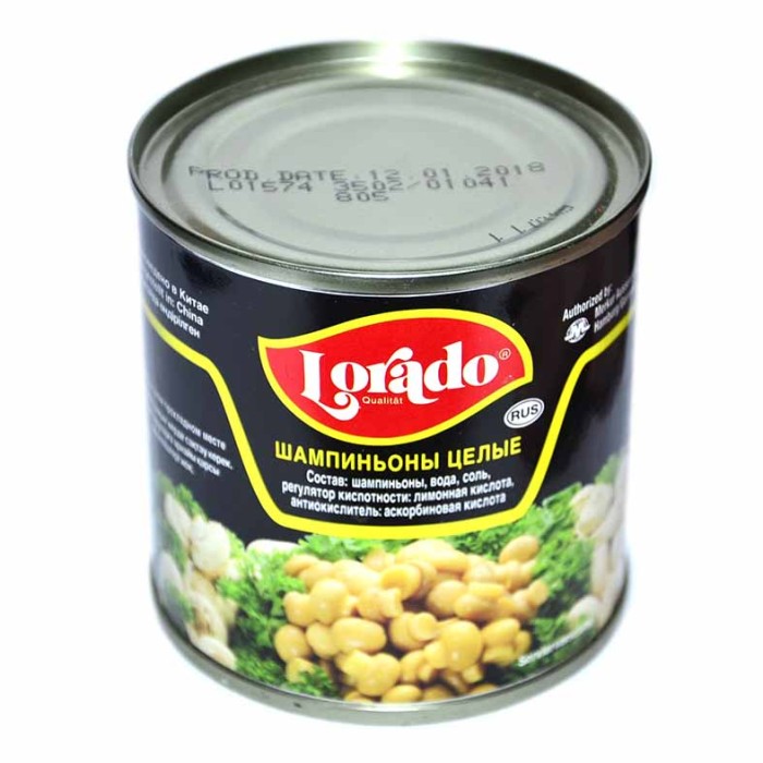 Грибы шампиньоны Lorado целые 212мл ж/б
