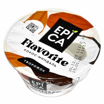 Йогурт Epica Flavorite с кокосом и миндалем 8,9% 130гр пэт