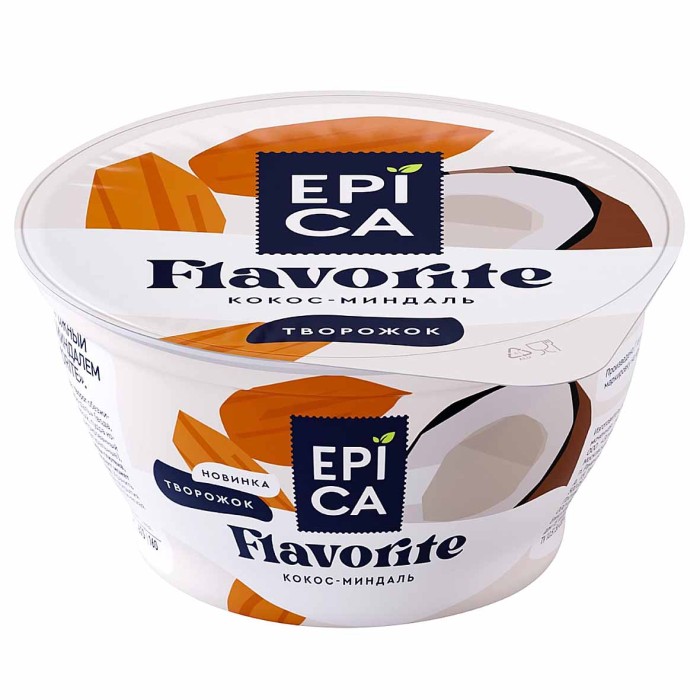 Йогурт Epica Flavorite с кокосом и миндалем 8,9% 130гр пэт