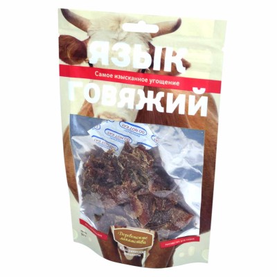 Лакомство для собак Деревенские лакомства язык говяжий 50гр в/у