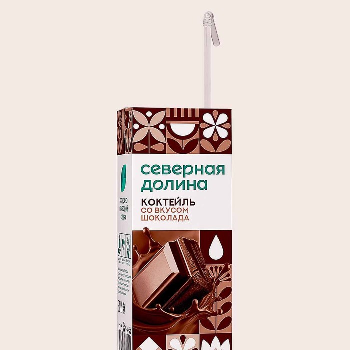 Коктейль молочный Северная Долина со вкусом шоколада 2,5% 200мл т/п