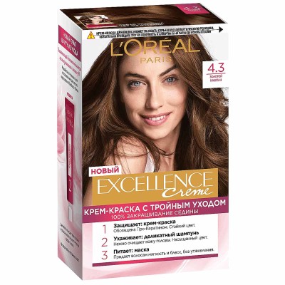 Краска для волос Loreal Exellence 4.3 Золотой каштан к/у