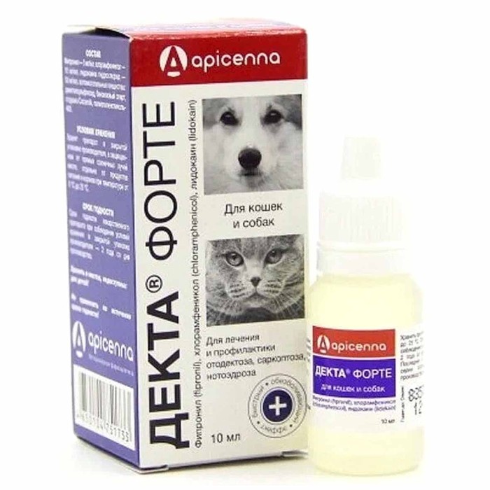 Капли ушные Декта Форте для кошек и собак 10мл к/у