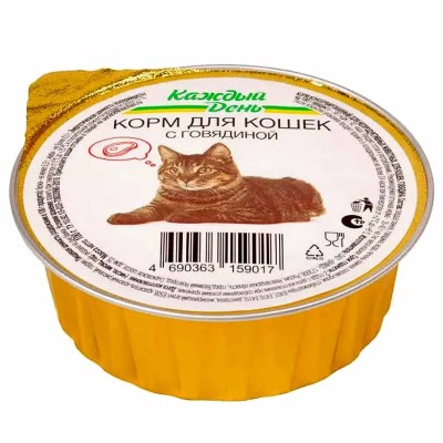 Корм для кошек Каждый день с говядиной 100гр ж/б