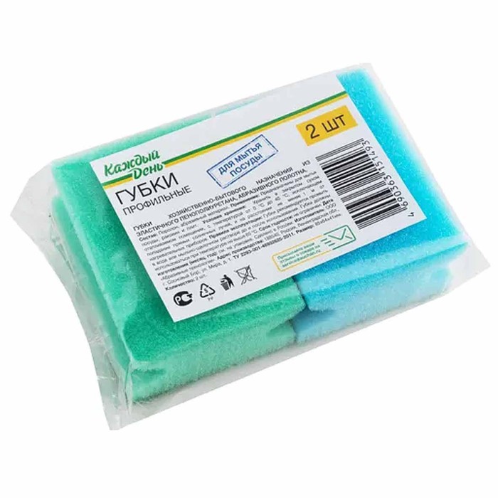 Губка для посуды Каждый день профильные 2шт м/у