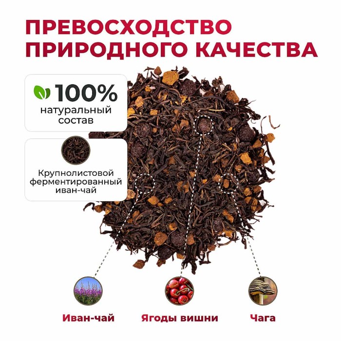 Напиток чайный Предгорья Белухи Иван-чай с чагой и ягодами вишни  100гр пэт