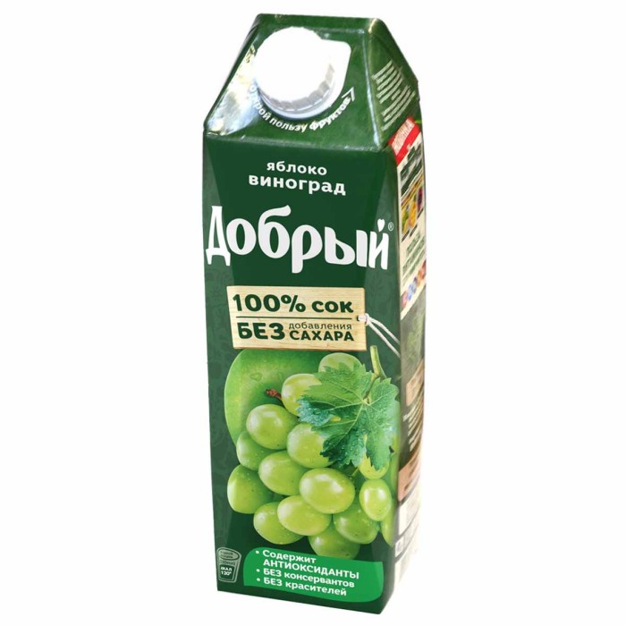 Сок Добрый яблочно-виноградный осветленный 1л т/п