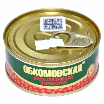 Икра Обкомовская зернистая лососевая горбуши 100гр ж/б