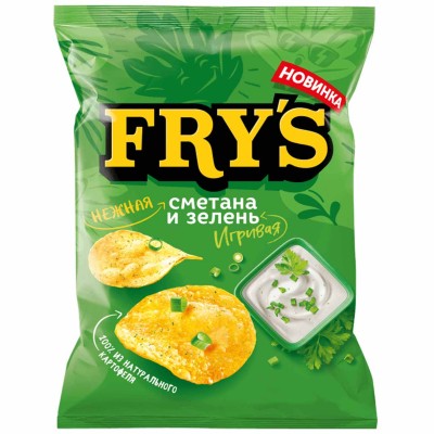 Чипсы Fry&#039;s вкус сметана и зелень 70гр м/у