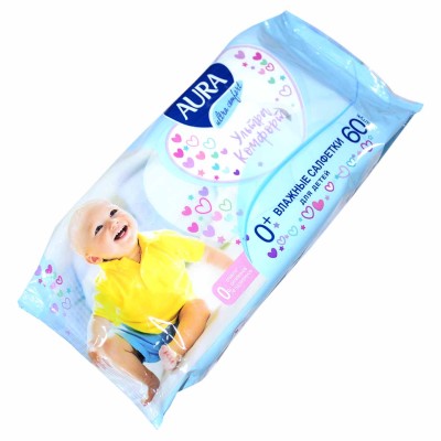 Салфетки влажные Aura Ultra Comfort Детские 60шт м/у
