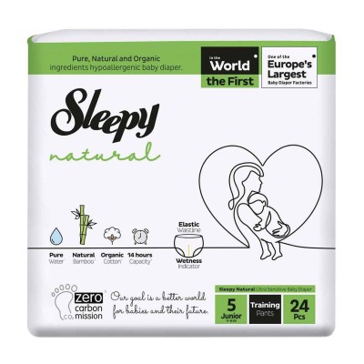 Трусики детские Sleepy natural №5 junior (11-18кг) 24шт м/у