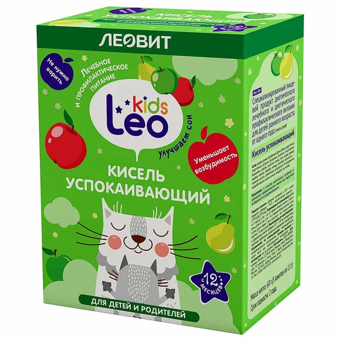 Кисель Леовит Leo Kids успокаивающий 60гр 12*5шт к/у