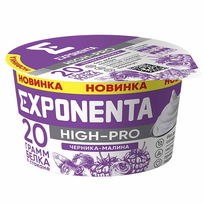 Напиток кисломолочный Exponenta High-Pro Черника-малина 160гр пэт