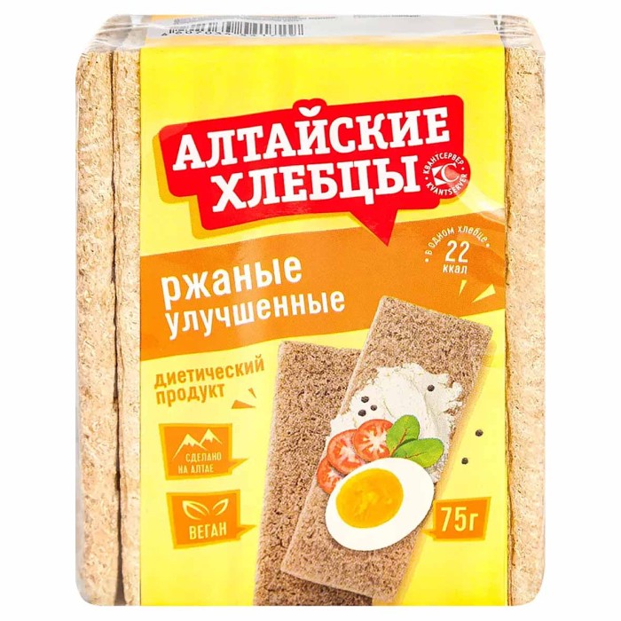 Хлебцы Алтайские ржаные улучшеные 75гр м/у