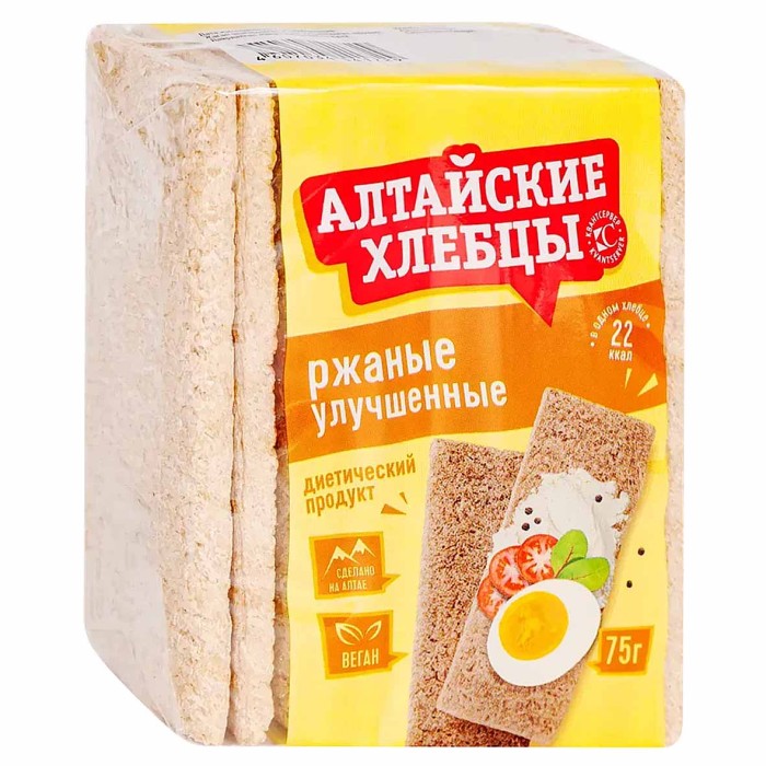 Хлебцы Алтайские ржаные улучшеные 75гр м/у