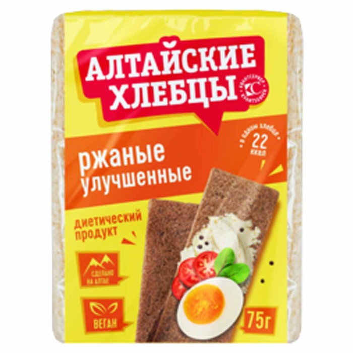 Хлебцы Алтайские ржаные улучшеные 75гр м/у