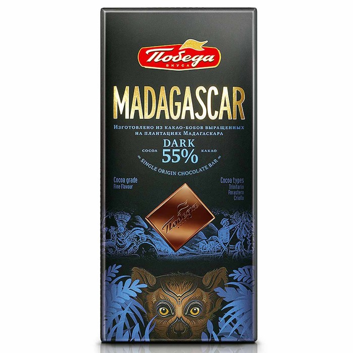 Шоколад Победа Мадагаскар 55% горький 90гр к/у