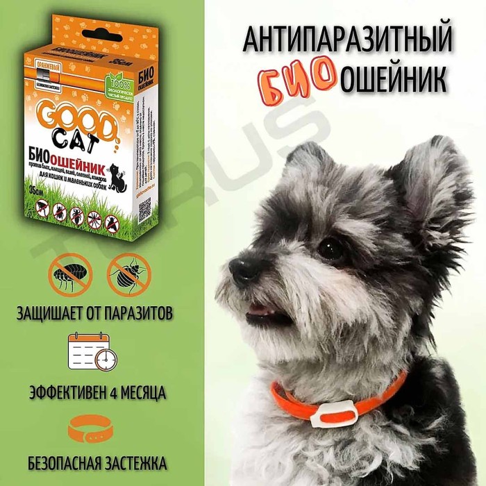 Биоошейник для кошек Good Cat оранжевый от блох и клещей 35см арт04203
