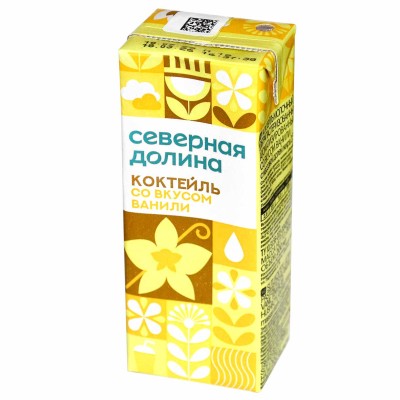 Коктейль молочный Северная Долина со вкусом ванили 2,5% 200мл т/п