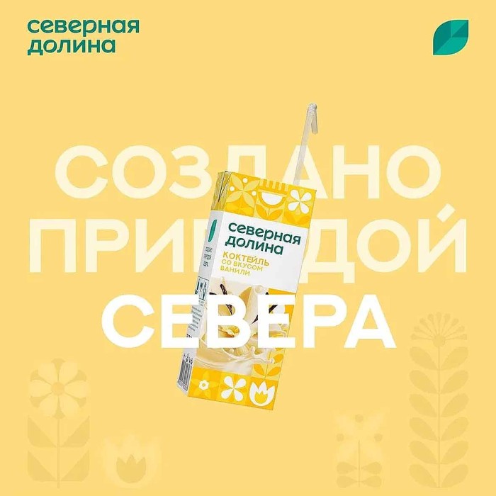 Коктейль молочный Северная Долина со вкусом ванили 2,5% 200мл т/п