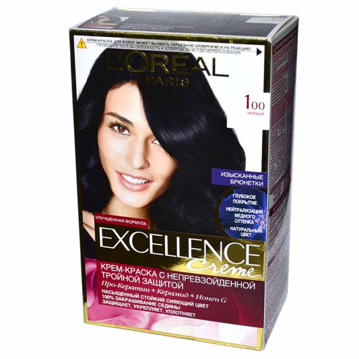 Краска для волос Loreal Exellence 100 Черный к/у