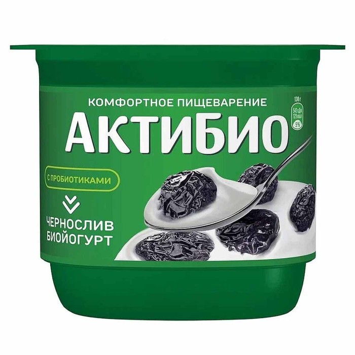 Биойогурт Актибио натуральный чернослив 2,9% 130гр пэт