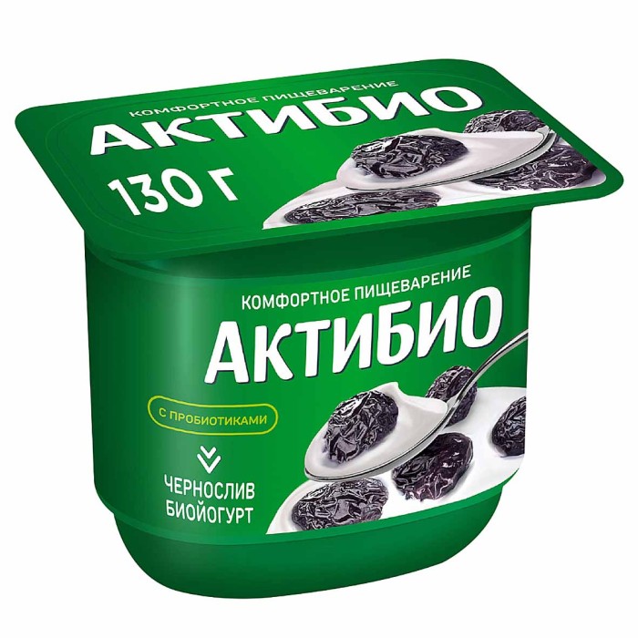 Биойогурт Актибио натуральный чернослив 2,9% 130гр пэт