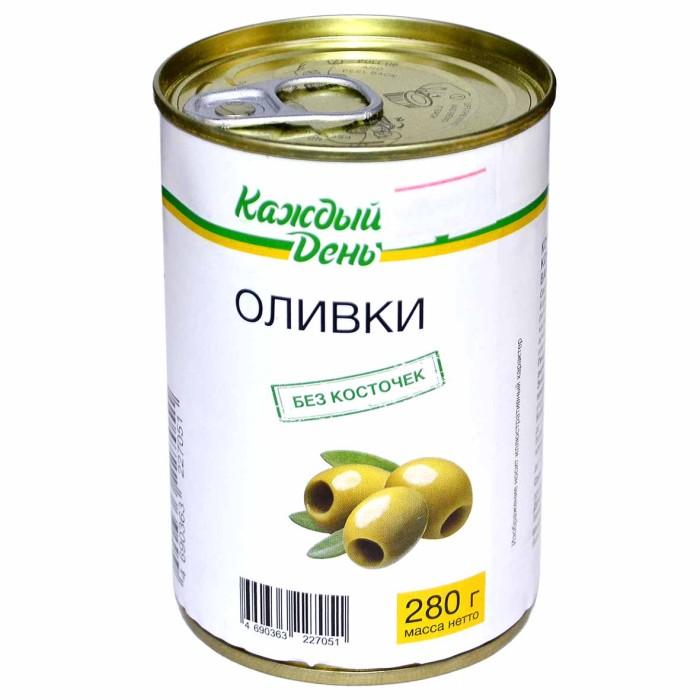 Оливки Каждый день зеленые б/к 280гр ж/б