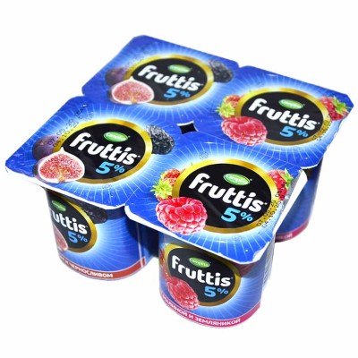 Йогурт Fruttis инжир-чернослив и малина-земляника 5% 115гр пэт