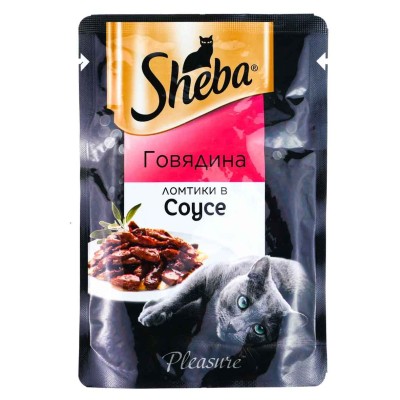 Корм для кошек Sheba Pleasure ломтики в соусе говядмна 85гр пауч
