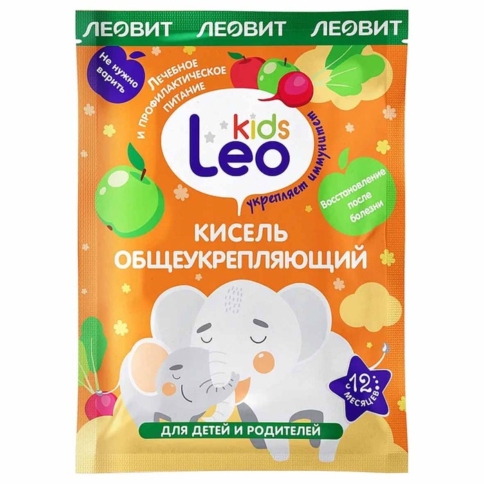 Кисель Леовит Leo Kids общеукрепляющий 60гр 12*5шт к/у