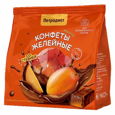 Конфеты Петродиет на фруктозе желейно-фруктовые 200гр м/у