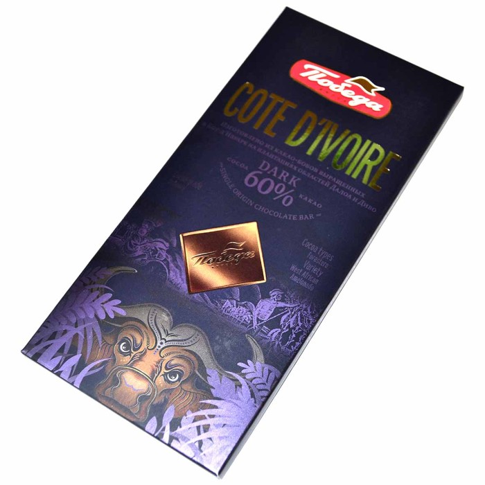 Шоколад Победа Кот Дивуар 60% горький 90гр к/у