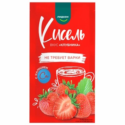 Кисель Лидкон Клубника с кальцием 25гр м/у