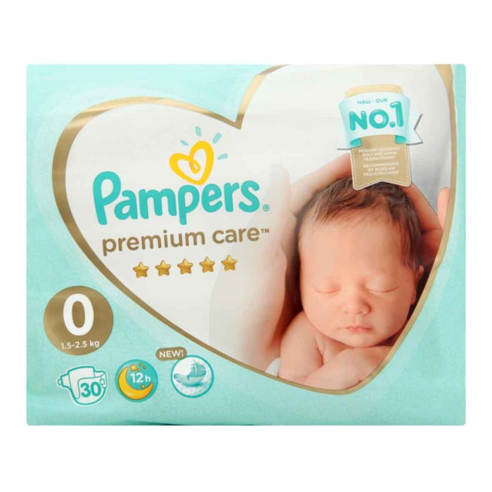 Подгузники Pampers Premium Care Newborn (1,5-2,5кг) 30шт м/у
