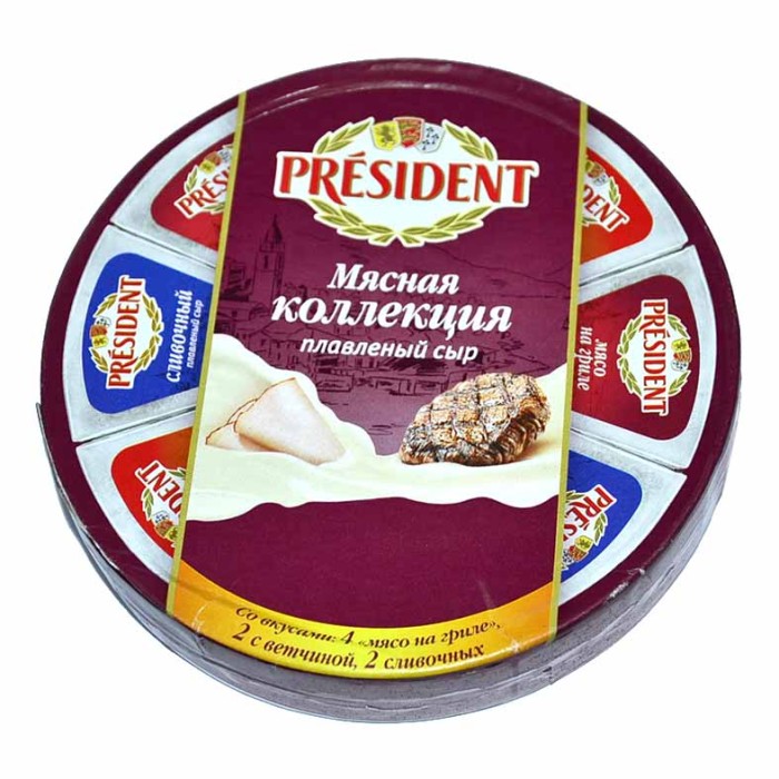 Сыр плавленый President Мясная коллекция 45% 140гр пэт