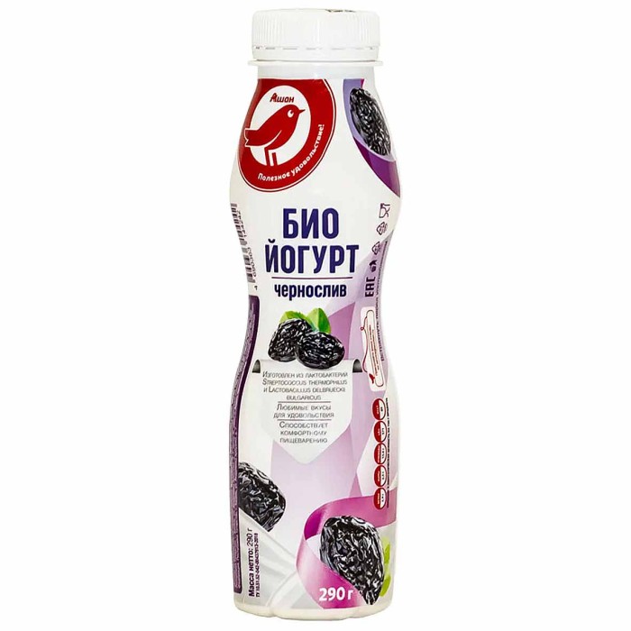 Биойогурт питьевой Ашан чернослив 2,5% 290гр пэт