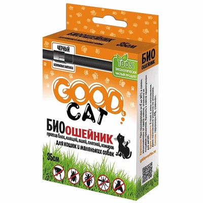 Биоошейник для кошек Good Cat черный от блох и клещей 35см арт04201