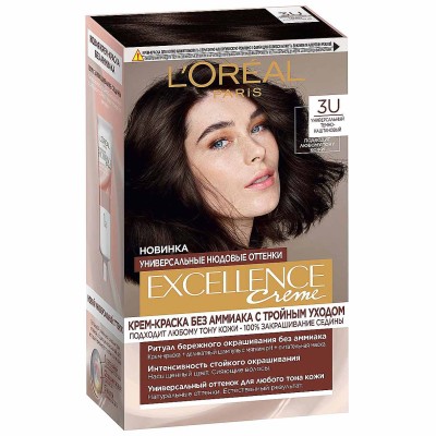 Краска для волос Loreal Exellence 3U Универсал тем-каштан 110гр тк/у