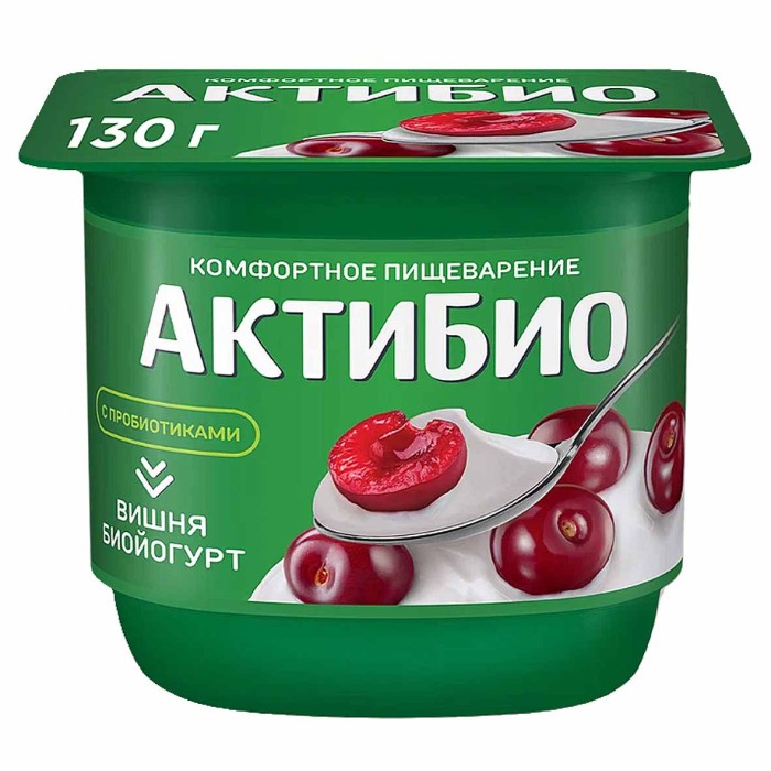 Биойогурт Актибио натуральный вишня 2,9% 130гр пэт