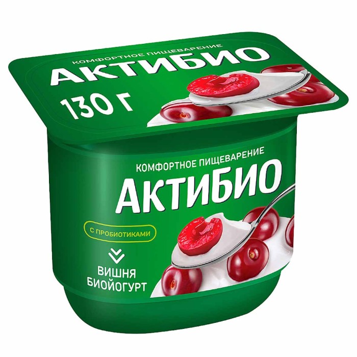 Биойогурт Актибио натуральный вишня 2,9% 130гр пэт