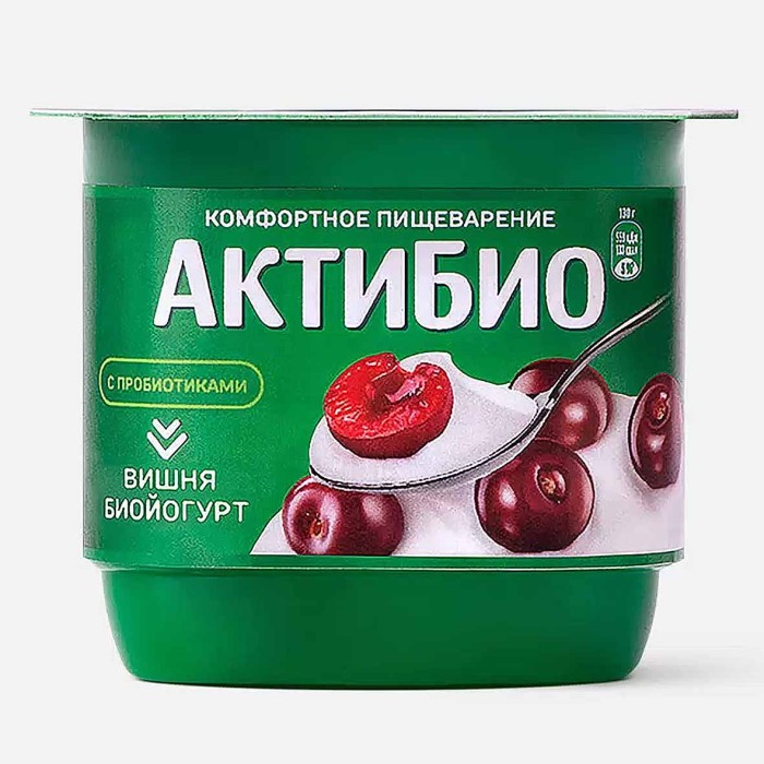 Биойогурт Актибио натуральный вишня 2,9% 130гр пэт