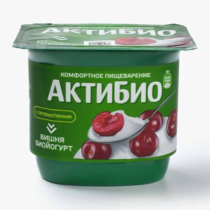 Биойогурт Актибио натуральный вишня 2,9% 130гр пэт
