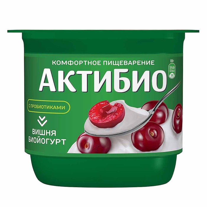 Биойогурт Актибио натуральный вишня 2,9% 130гр пэт
