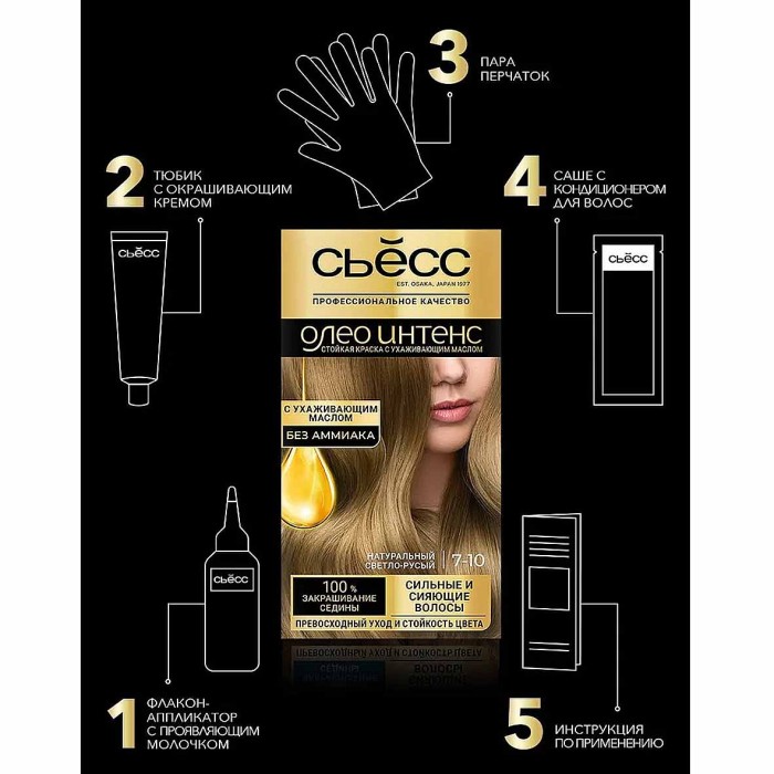 Краска для волос Syoss Oleo Intense 7-10 Натуральный светло-русый 110мл к/у